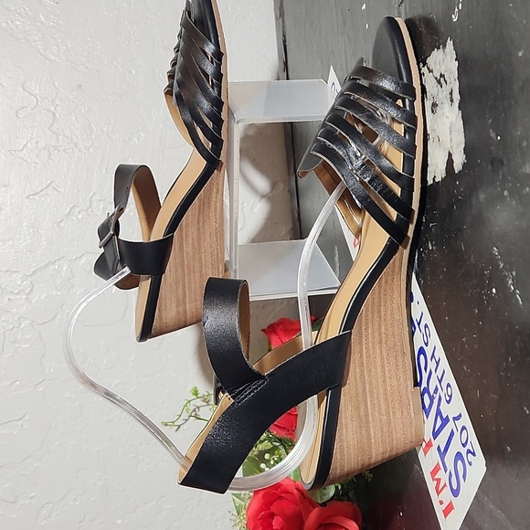 SUSINA Black Woven Strap Sandal Wedge 7.5M - Picture 8 of 15